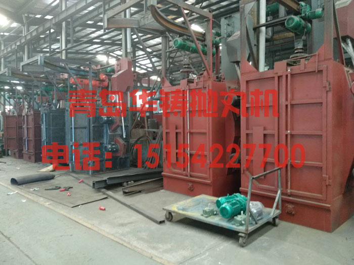 Q378吊鉤式拋丸機，Q378打砂機生產(chǎn)現(xiàn)場圖